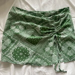 Green Mini Skirt with Side Slit